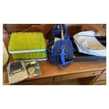 BOTTLE DRYING RACK, CALCULATOR, TOOL BAG, ETC