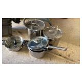LOT OF STAINLESS POTS AND PANS