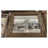 CAR AND BARN FRAMED PRINT