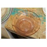 2 Glass Plates,Pink Depression