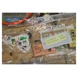 Bag of Vintage Monopoly Pieces & Stamps