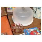 Cake Keeper & Glass Leaf Bowl