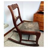 Antique Hand Carved Rocking Chair With Floral Design
