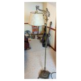 Ornate Brass Floor Lamp with Shade