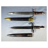 German Made Turkish 1890 Model Bayonet, And Belgium M1889 Mauser Infantry Short Bayonet, Both In Sca