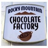 Metal Framed Resin 'Rocky Mountain Chocolate Factory' Sign, 12' x 12' x 5.5'