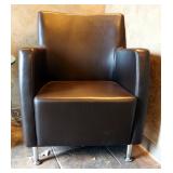 Leather Like Upholstered Reception Chairs, Qty 2, 34.5' x 26.5' x 25'