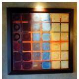 Wood Framed Abstract Art On Canvas, 41.5' x 41.5'