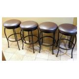 Metal Leather Like Upholstered Bar Stools, 30' x 18' Round, Qty 4