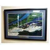 Framed Matted Under Glass Aerial Photograph Of Iatan II Power Plant, 36.5' x 26.5'