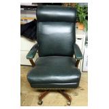 Leather Like Upholstered Rolling Executive Chair, 47' x 22' x 37', Matching Wood Hall Tree, 69.5' Ta