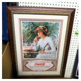 Framed Matted Under Glass Coca Cola Ad, 24.5' x 32'