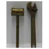 Adjustable Wrench and Brass Mallet