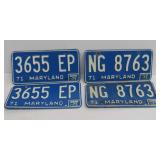 Two Pairs of 1971 Maryland Tags