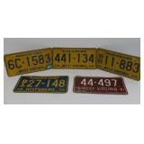 Five West Virginia Single License Plates