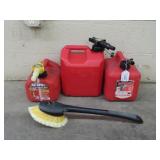 Three Fuel Cans and Brush