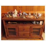 Cherry Console Stand and Contents