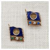 10K Gold Virginia Years Svc Tie Tacks w/ Gems (2)