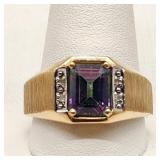 10K Gold Ring Mystic Topaz & Diamonds
