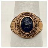 10K Gold 1952 Edinburg HS Ring w/ Spinel