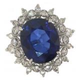 14k Gold 10.04 ct Oval Sapphire & Diamond Ring 14k Gold 10.04 ct Oval Sapphire & Diamond Ring