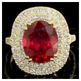 14kt Gold 7.06 ct Oval Ruby & Diamond Ring 14kt Gold 7.06 ct Oval Ruby & Diamond Ring