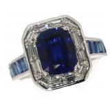14k Gold 4.88 ct Cushion Sapphire & Diamond Ring 14k Gold 4.88 ct Cushion Sapphire & Diamond Ring