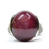 Platinum 18.20 ct Natural Star Ruby & Diamond Ring Platinum 18.20 ct Natural Star Ruby & Diamond Ring