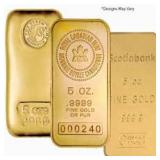 5 oz - .999 Fine Gold Bar 5 oz - .999 Fine Gold Bar