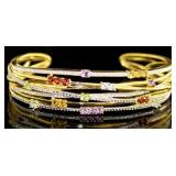 Natural 2.25 ct Gemstone & Diamond Accent Cuff Natural 2.25 ct Gemstone & Diamond Accent Cuff