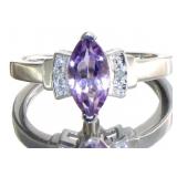 Marquise 1.10 ct Natural Amethyst & Diamond Ring Marquise 1.10 ct Natural Amethyst & Diamond Ring