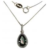Pear Cut 1.19 ct Mystic Topaz & Diamond Necklace Pear Cut 1.19 ct Mystic Topaz & Diamond Necklace