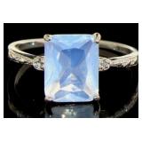 Step Cut 3.00 ct White Opal & Diamond Ring Step Cut 3.00 ct White Opal & Diamond Ring