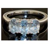 Natural 1.54 ct Aquamarine Oval 3 Stone Ring Natural 1.54 ct Aquamarine Oval 3 Stone Ring