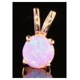 Rose Toned Pink Opal Solitaire Pendant Rose Toned Pink Opal Solitaire Pendant