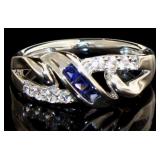 Beautiful Blue & White Sapphire Bypass Ring Beautiful Blue & White Sapphire Bypass Ring
