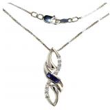Beautiful Blue & White Sapphire Bypass Necklace Beautiful Blue & White Sapphire Bypass Necklace