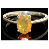Natural Oval Ethiopian Opal Solitaire Ring Natural Oval Ethiopian Opal Solitaire Ring