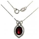 Oval 2.28 ct Natural Garnet & Diamond Necklace Oval 2.28 ct Natural Garnet & Diamond Necklace