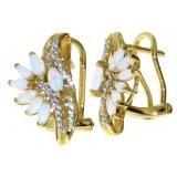 White Opal & White Sapphire Vintage Style Earrings White Opal & White Sapphire Vintage Style Earrings