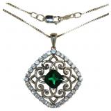 Cushion Cut Antique Style Emerald Necklace Cushion Cut Antique Style Emerald Necklace