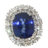 18k Gold 11.69 ct Cushion Sapphire & Diamond Ring 18k Gold 11.69 ct Cushion Sapphire & Diamond Ring