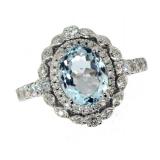 14k Gold 2.46 ct Oval Aquamarine & Diamond Ring 14k Gold 2.46 ct Oval Aquamarine & Diamond Ring