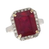 14k Gold 7.54 ct Radiant Ruby & Diamond Ring 14k Gold 7.54 ct Radiant Ruby & Diamond Ring