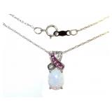 Quality Opal & Pink Sapphire Designer Necklace Quality Opal & Pink Sapphire Designer Necklace