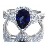Pear Cut 2.86 ct Sapphire Infinity Ring Pear Cut 2.86 ct Sapphire Infinity Ring