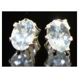 Natural Oval Brilliant Aquamarine Stud Earrings Natural Oval Brilliant Aquamarine Stud Earrings