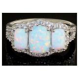 White Opal Past Present Future Designer Ring White Opal Past Present Future Designer Ring
