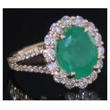 14kt Gold 5.29 ct Oval Emerald & Diamond Ring 14kt Gold 5.29 ct Oval Emerald & Diamond Ring