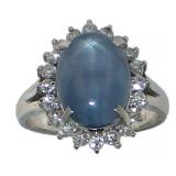 Platinum 6.59 ct Star Sapphire & Diamond Ring Platinum 6.59 ct Star Sapphire & Diamond Ring